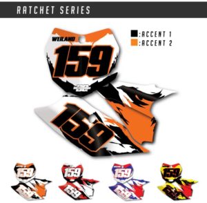 KTM--PREPRINTED-Number Plate Graphics -PRODUCT-RATCHET-SERIES