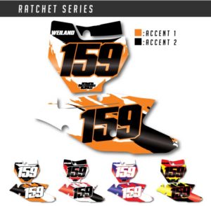 KTM--PREPRINTED-Number Plate Graphics -PRODUCT-RATCHET-SERIES