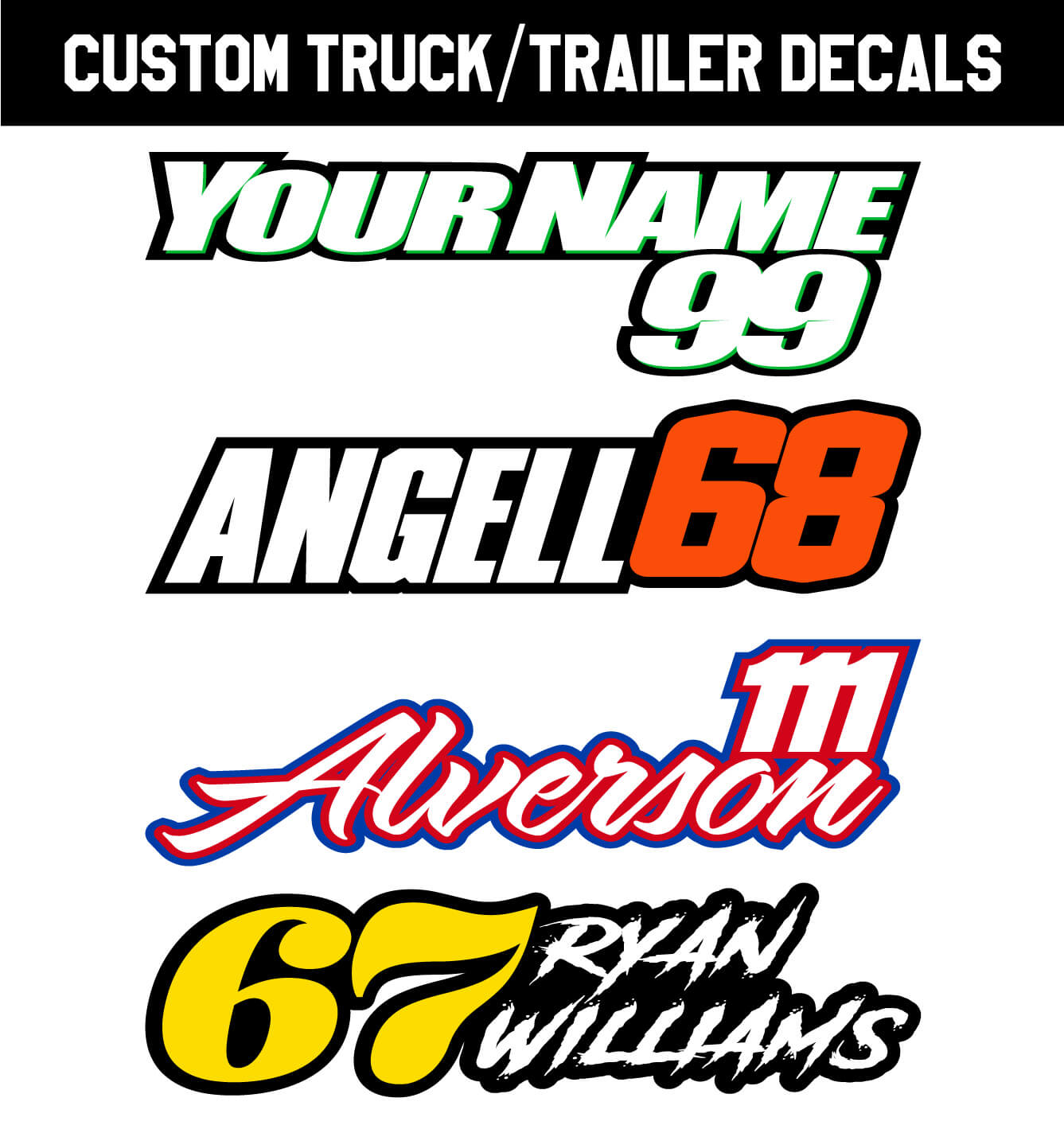 Custom Name Decal Motorsport Motocross Bike Kart Trailer Vinyl Car sticker RC3 