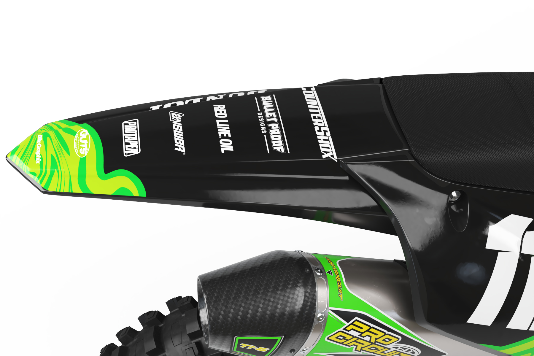 Kawasaki Twisted Black Semi Custom Motocross Graphics - Image 3