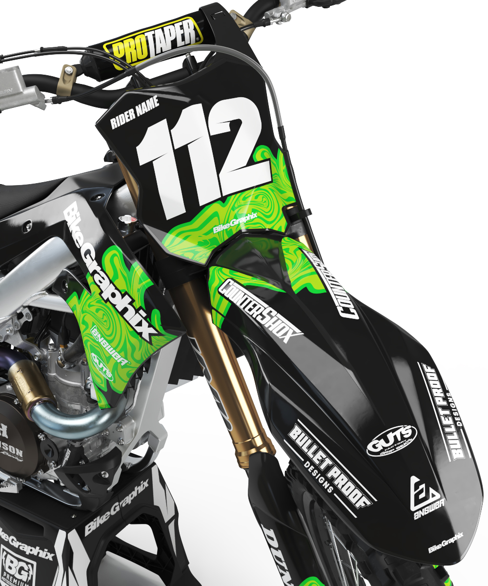 Kawasaki Twisted Black Semi Custom Motocross Graphics - Image 2